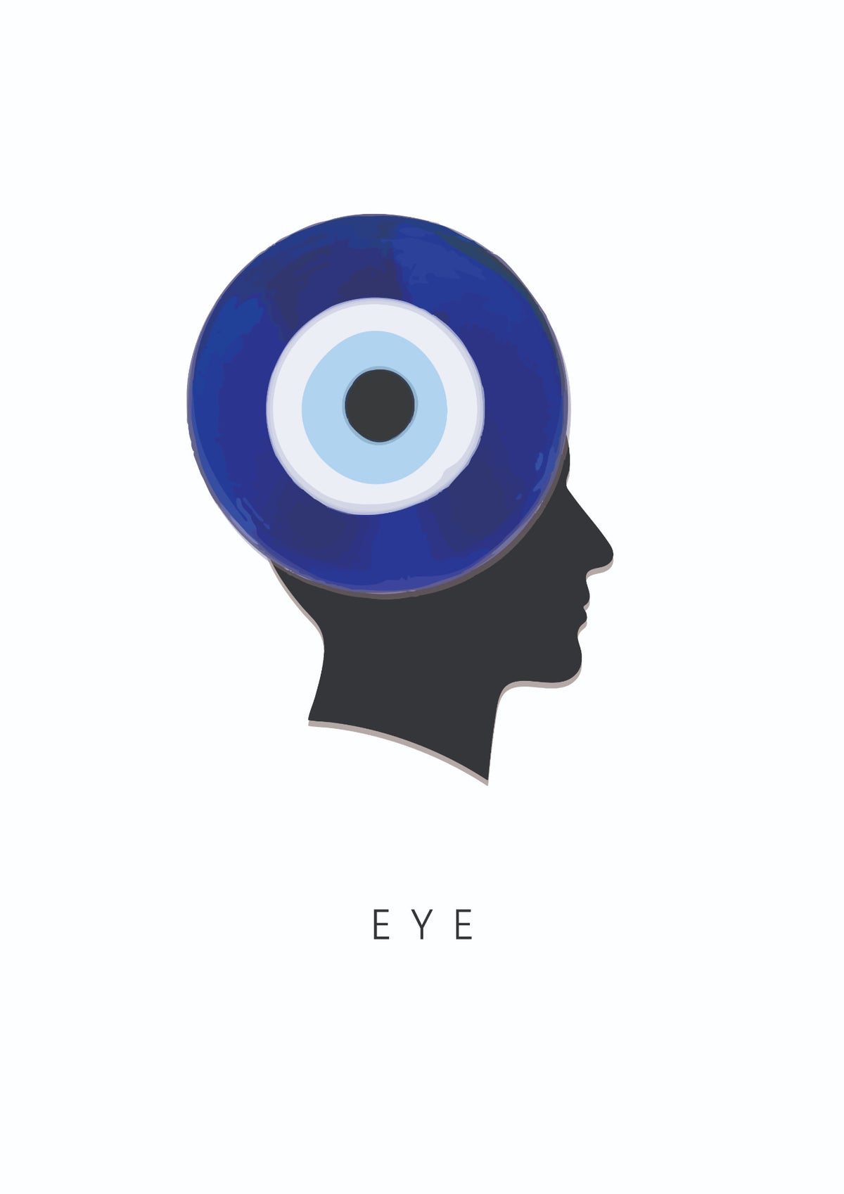 The Eye — protective eye symbol head silhouette art print, digital download