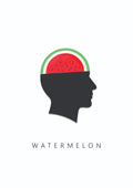 The Watermelon — split watermelon head silhouette art print, digital download