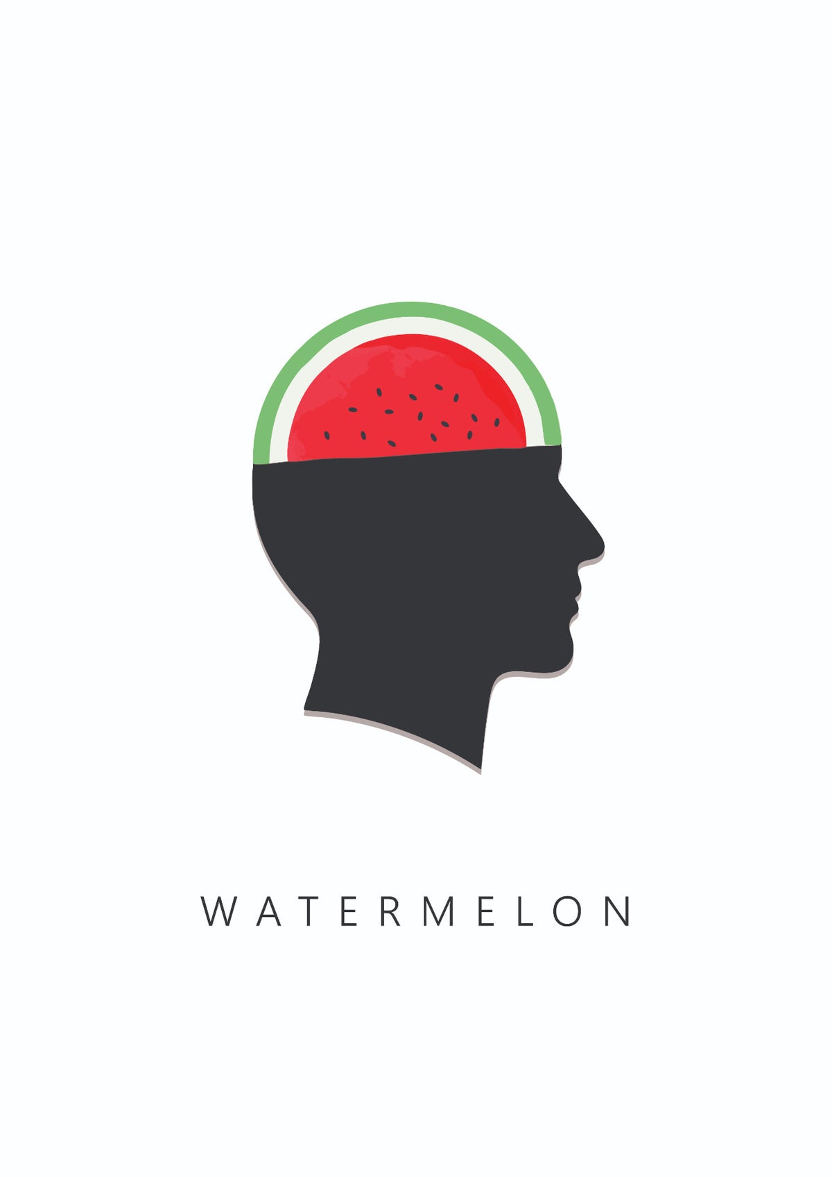 The Watermelon — split watermelon head silhouette art print, digital download